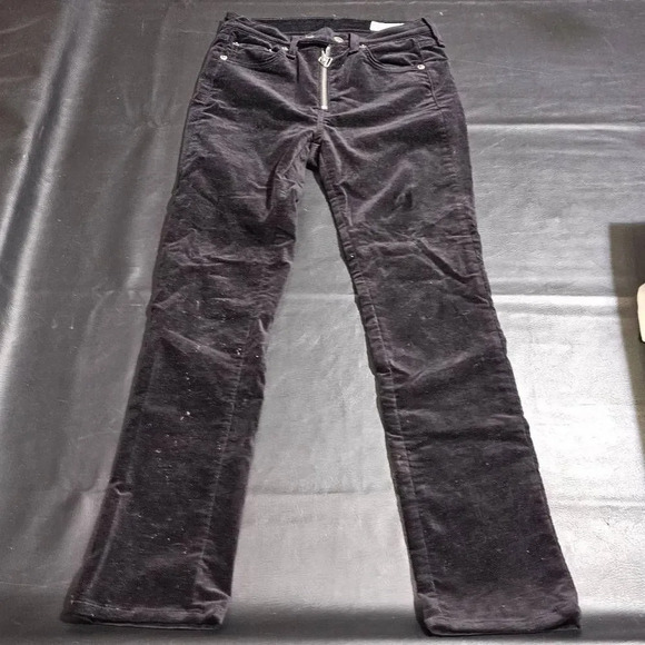 Rag & Bone/Jean Womens Black‎ Velvet Dojo Ankle Pants 26 - Picture 1 of 6